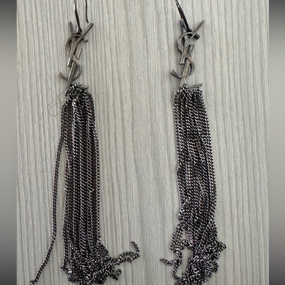 ♦️SOLD♦️SAINT LAURENT YSL monogram tassel earrings - Picture 1 of 5